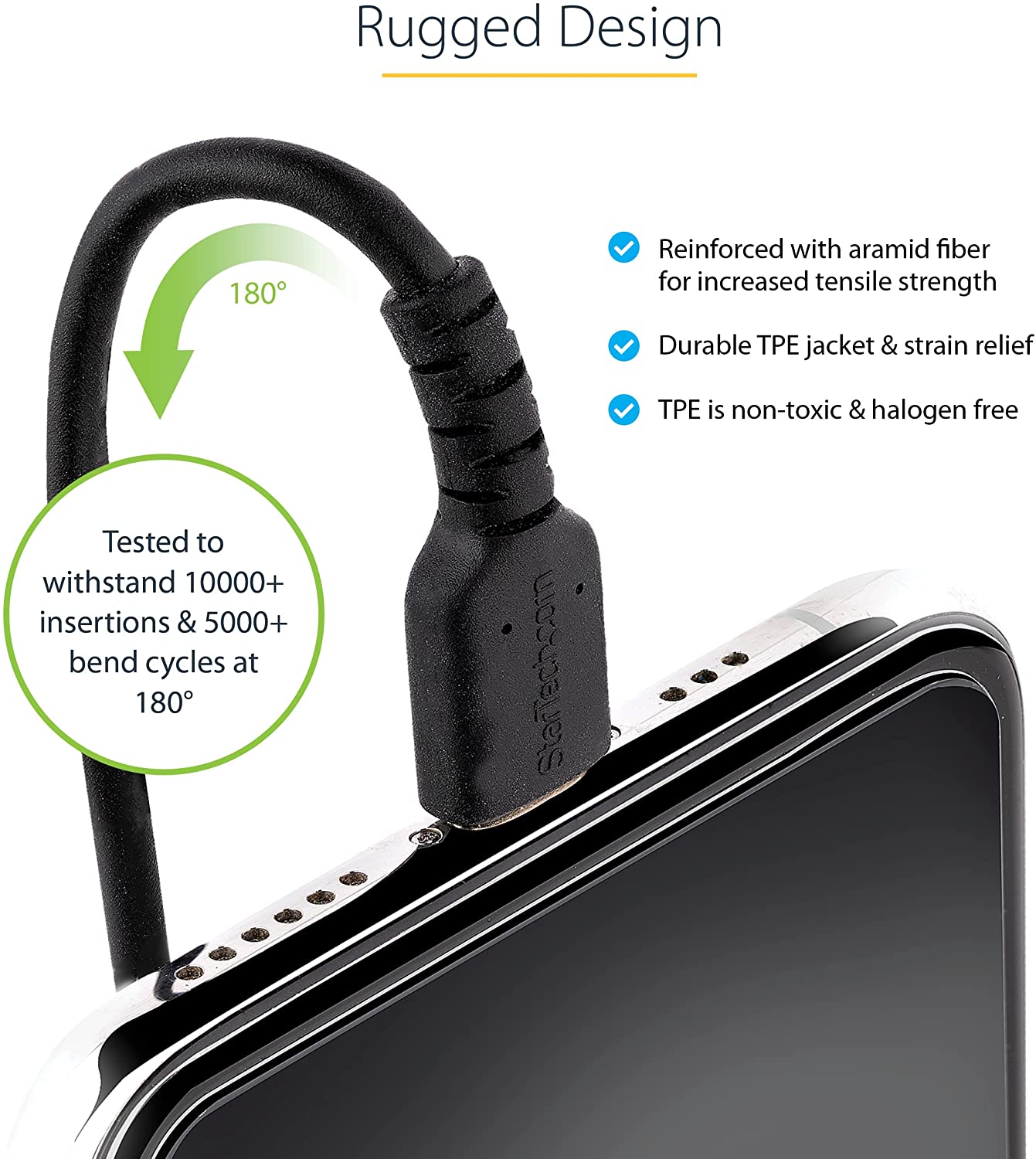 StarTech.com 50cm (20in) USB to Lightning Cable, MFi Certified, Coiled iPhone Charger Cable, Black, Durable TPE Jacket Aramid Fiber, Heavy Duty Coil Lightning Cable (RUSB2ALT50CMBC) 50cm / 20 in USB-A