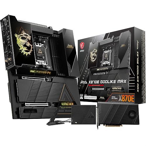 MSI MEG X870E GODLIKE MAX, E-ATX - Supports AMD Ryzen 9000/8000/7000 Processors, AM5 - Dynamic Dashboard III, EZ Slide M.2, 64MB BIOS ROM, 110A SPS, M.2 & PCIe 5.0, USB4, Wi-Fi 7, 10G + 5G LAN