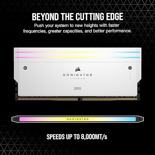 CORSAIR DOMINATOR TITANIUM RGB DDR5 RAM 32GB (2x16GB) DDR5 7200MHz CL34 Intel XMP iCUE Compatible Computer Memory - White (CMP32GX5M2X7200C34W)