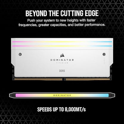CORSAIR DOMINATOR TITANIUM RGB DDR5 RAM 32GB (2x16GB) DDR5 7200MHz CL34 Intel XMP iCUE Compatible Computer Memory - White (CMP32GX5M2X7200C34W)