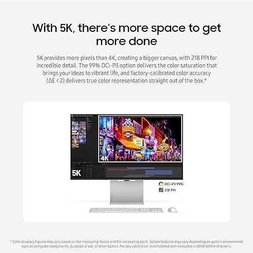 SAMSUNG 27-inch ViewFinity S9 Series 5K High Resolution Computer Monitor, 60 Hz Matte Display, Slim Metal Design, Smart TV Apps, 4K Slimfit Camera - [LS27C900PANXZA] [Canada Version] (2023)