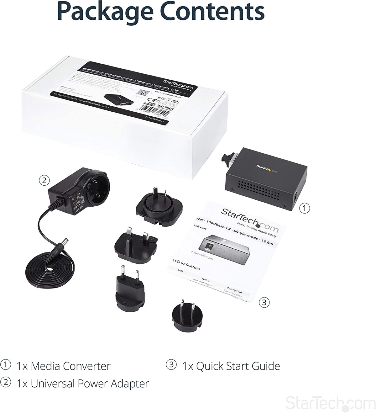 StarTech.com Singlemode (SM) SC Fiber Media Converter for 10/100/1000 Network - 10km - Gigabit Ethernet - 1310nm - w/Auto Negotiation (MCMGBSCSM10) 1"x4.1"x2.8" No Chassis Mount
