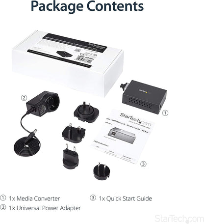 StarTech.com Singlemode (SM) SC Fiber Media Converter for 10/100/1000 Network - 10km - Gigabit Ethernet - 1310nm - w/Auto Negotiation (MCMGBSCSM10) 1"x4.1"x2.8" No Chassis Mount