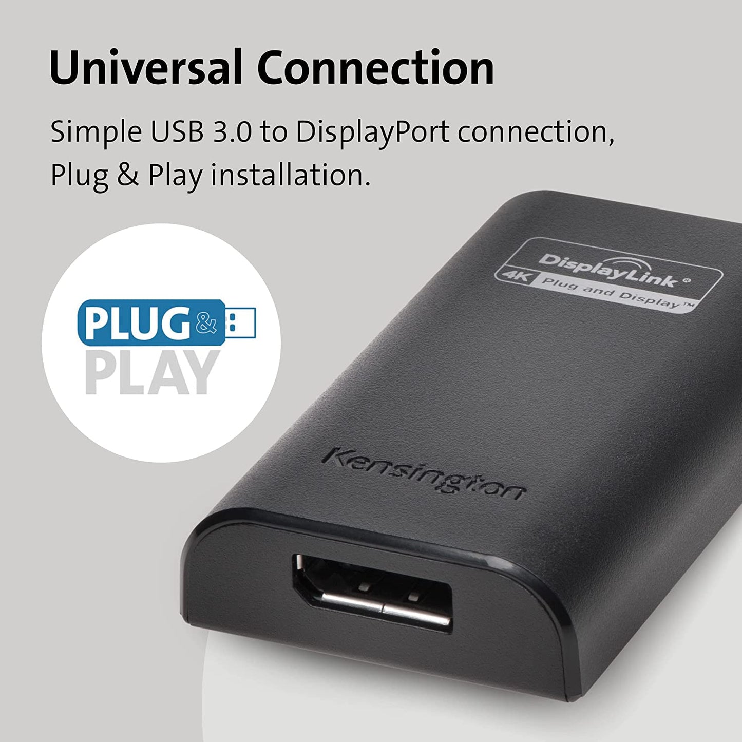 Kensington VU4000D USB 3.0 to DisplayPort 4K Video Adapter (K33989WW)