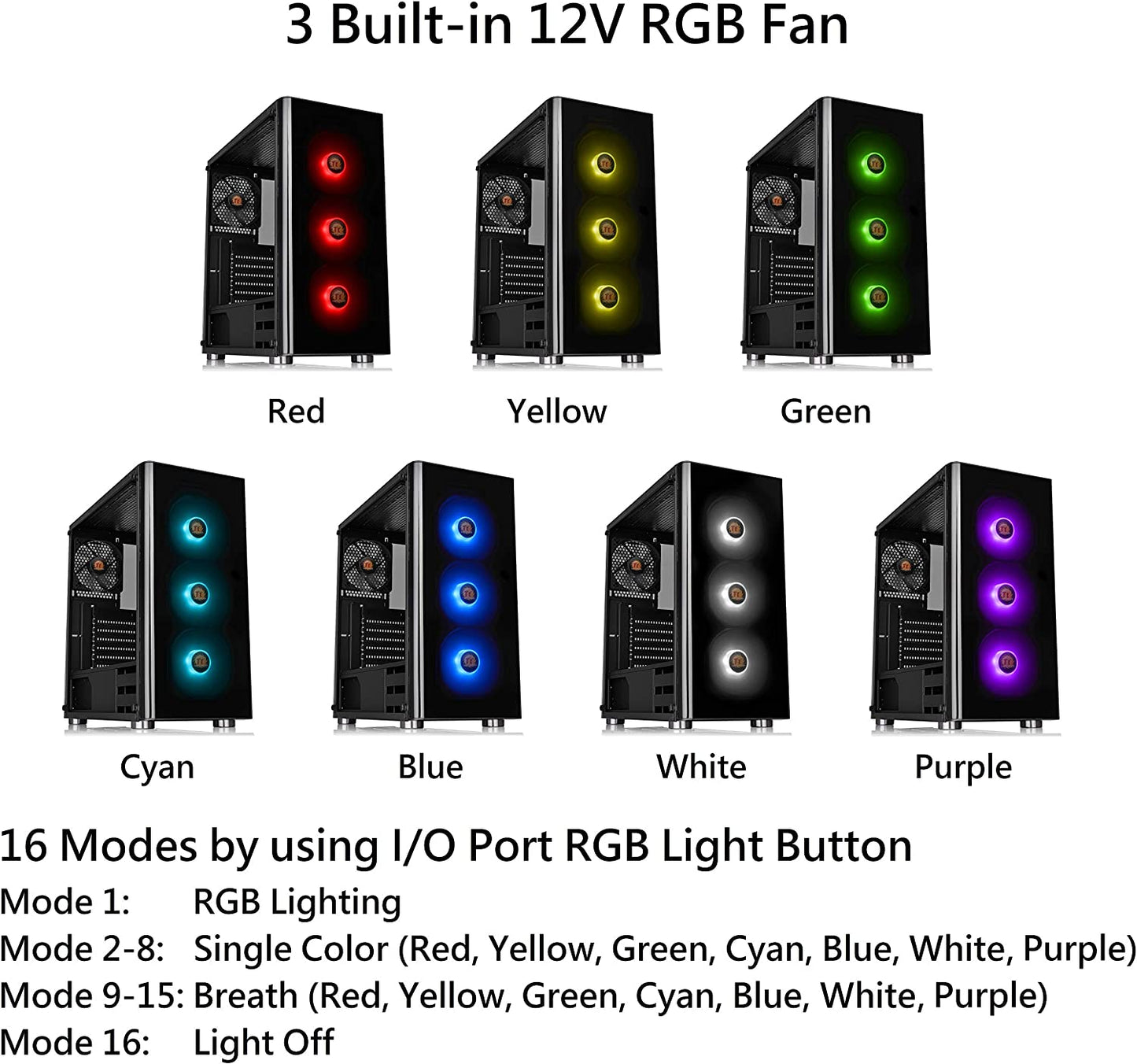 Thermaltake V200 Tempered Glass RGB Edition 12V MB Sync Capable ATX Mid-Tower Chassis with 3 120mm 12V RGB Fan + 1 Black 120mm Rear Fan Pre-Installed CA-1K8-00M1WN-01