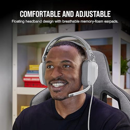 Corsair HS80 RGB USB Premium Gaming Headset with Dolby Audio 7.1 Surround Sound (Broadcast-Grade Omni-Directional Microphone, Memory Foam Earpads, High-Fidelity Sound, Durable Construction) White Wired White
