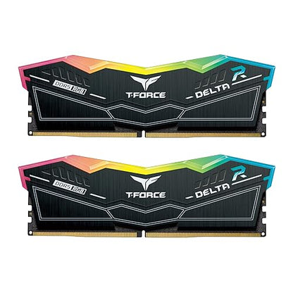 TEAMGROUP T-FORCE DELTA RGB DDR5 Ram 64GB (2x32GB) 6000MHz PC5-48000 CL38 Intel XMP 3.0 & AMD Expo Compatible Desktop Memory Module Ram Black FF3D564G6000HC38ADC01 64GB(2x32GB) DDR5 6000MHZ 38-38-38-78 Black