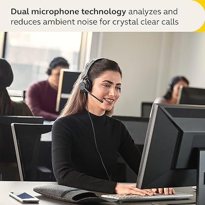 Jabra Evolve2 30 SE Wired Stereo Noise-Cancelling Headset - Features 2-Mic Call Technology and USB-C Cable - Works with All Leading Unified Communications Platforms Such as Zoom & Google Meet - Black