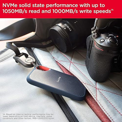 SanDisk 8TB Extreme Portable SSD - Up to 1050MB/s, USB-C, USB 3.2 Gen 2, IP65 Water and Dust Resistance, Updated Firmware - External Solid State Drive - SDSSDE61-8T00-G25 Black 8TB