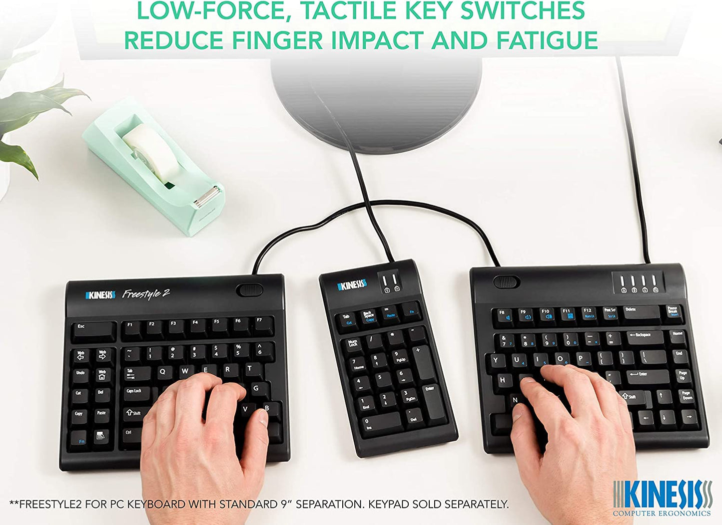 Kinesis Freestyle2 Keyboard for PC- French Canadian Tri-Color Bilingual Legendin