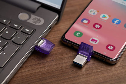 Kingston DataTraveler microDuo 3C 64GB USB-C &amp; USB-A Flash Drive | Speeds up to 200 MB/s | USB 3.2 Gen 1 | Duo Connector | DTDUO3CG3/64GB
