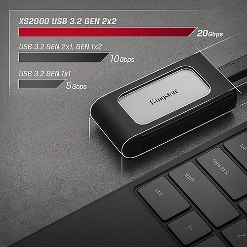 Kingston XS2000 4TB High Performance Portable SSD with USB-C | Pocket-Sized | USB 3.2 Gen 2x2 | External Solid State Drive | Up to 2000MB/s | SXS2000/4000G