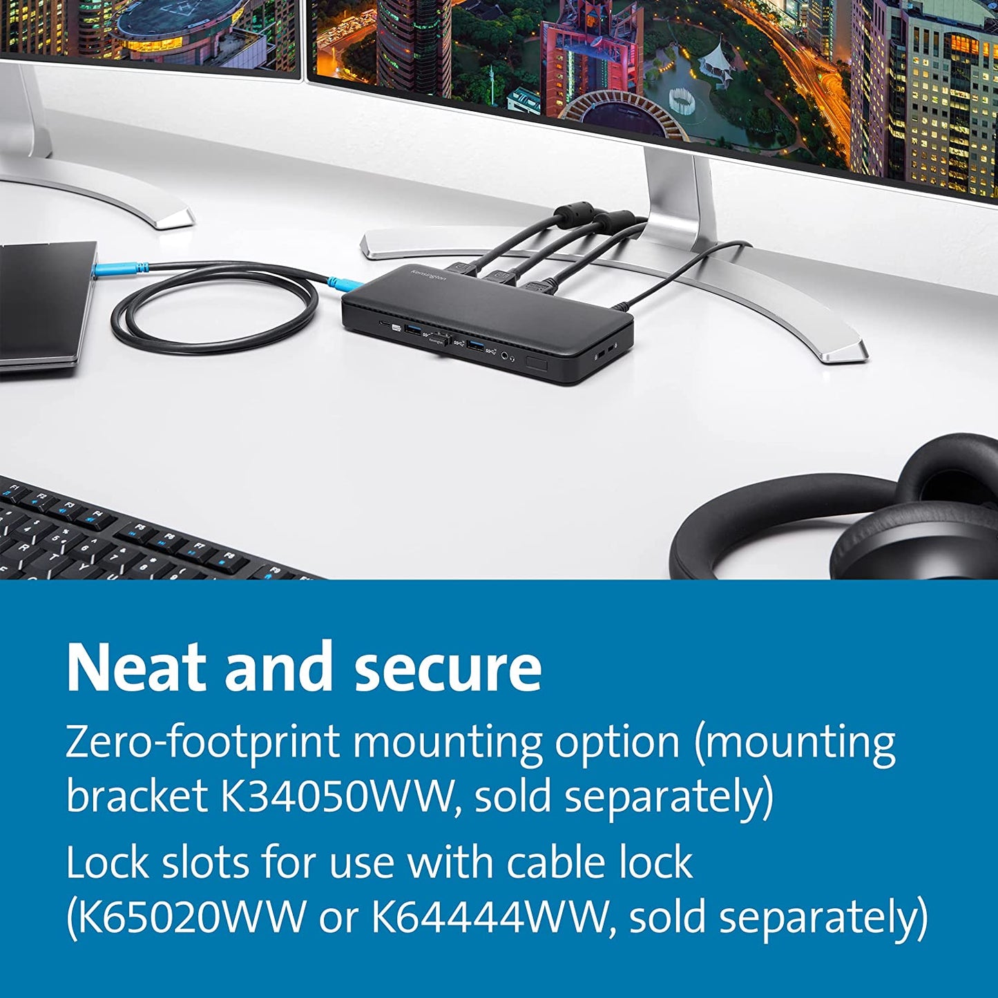 Kensington SD4839P USB-C 10Gbps Triple Video Driverless Docking Station via DP and HDMI Ports with 85W Power Delivery for Windows and USB-C Laptops (K33480NA)