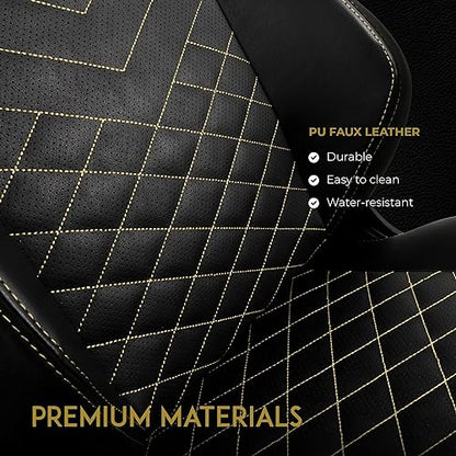 noblechairs Hero Gaming Chair - Office Chair - Desk Chair - PU Faux Leather - Black/Gold