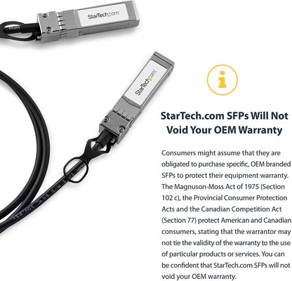 StarTech.com Cisco SFP-H10GB-CU3M Compatible 3m 10G SFP+ to SFP+ Direct Attach Cable Twinax - 10GbE SFP+ Copper DAC 10 Gbps Low Power Passive Transceiver Module DAC Firepower ASR920 (SFPCMM3M) 10 ft / 3m