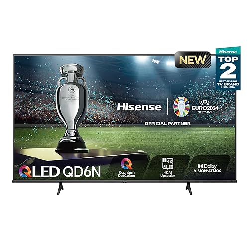 Hisense 75QD6N-75 QLED 4K UHD Google TV with 4K AI Upscaler, AI Sports Mode, Dolby Atmos, HDR10/HDR10+/HLG, Game Mode Plus 75 inch