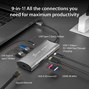 J5 create j5create 4K60 Elite USB-C 10Gbps Mini Dock Compatible with USB4 Devices