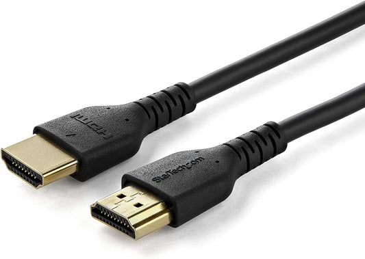 StarTech.com 6ft (2m) Premium Certified HDMI 2.0 Cable with Ethernet - Durable High Speed UHD 4K 60Hz HDR - Rugged M/M HDMI Cord with Aramid Fiber - TPE - Ultra HD Monitors, TVs &amp; Displays (RHDMM2MP) Black 6 ft/2m