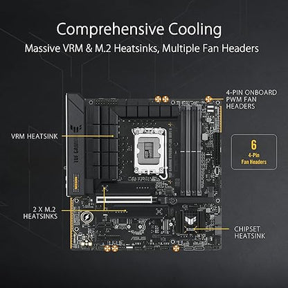 TUF Gaming B760M-PLUS WiFi II Intel B760 LGA 1700 mATX Motherboard (PCIe 5.0,4.0 M.2 Slots,DDR5,WiFi6E,Q-Antenna,2.5Gb Ethernet,DisplayPort,HDMI, SATA 6Gbps,USB 20Gbps) Support, Aura Sync