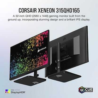 CORSAIR XENEON 315QHD165 Gaming Monitor - 31.5 Inch, IPS QHD (2560 x 1440), NVIDIA G-SYNC Compatible, AMD FreeSync, 165Hz Refresh Rate, 1ms, HDR, HDMI 2.0, DisplayPort 1.4, USB 3.0 - Black