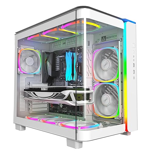 King 95 PRO Dual-Chamber ATX Mid-Tower PC Gaming Case, High-Airflow, Toolless Panels, Sturdy Curved Tempered Glass Front, 6 ARGB PWM Fan Pre-Installed with Fan Hub, White KING 95 PRO KING 95 PRO (W)
