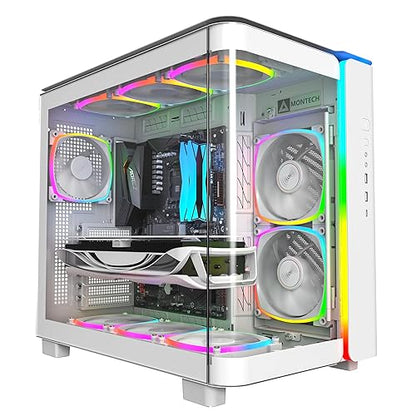 King 95 PRO Dual-Chamber ATX Mid-Tower PC Gaming Case, High-Airflow, Toolless Panels, Sturdy Curved Tempered Glass Front, 6 ARGB PWM Fan Pre-Installed with Fan Hub, White KING 95 PRO KING 95 PRO (W)