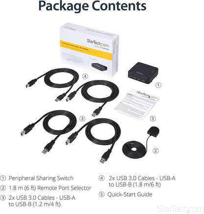 StarTech.com USB 3.0 Peripheral Sharing Switch - 4 USB 3.0 x 4 Computers - Mac / Windows / Linux - USB A/B Switch - USB Switch (HBS304A24A) 4 Computers – 4 Devices