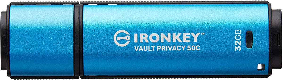 Kingston Ironkey Vault Privacy 50 USB-C 32GB Flash Drive | FIPS 197 Certified | XTS-AES 256-bit | BadUSB and Brute Force Protection | Mult-Password Option | IKVP50C/32GB