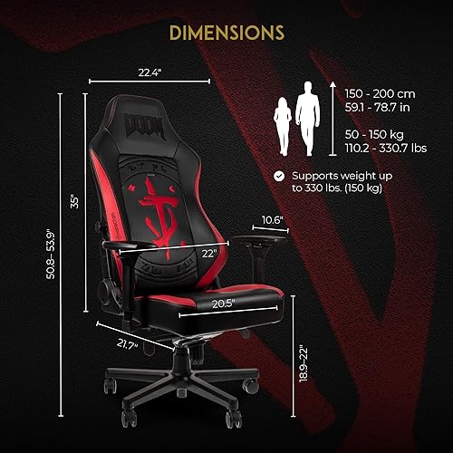 noblechairs Hero Gaming Chair - Office Chair - Desk Chair - PU Faux Leather - Doom Edition