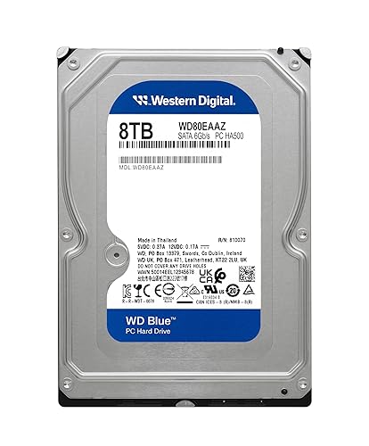 Western Digital 8TB WD Blue PC Internal Hard Drive HDD - 5640 RPM, SATA 6 Gb/s, 256 MB Cache, 3.5 - WD80EAAZ