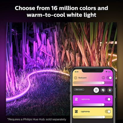 Philips Hue Smart Outdoor Lightstrip, 2m/7ft, (Voice Compatible with Amazon Alexa, Apple Homekit, and Google Home, Hue Hub Sold Separately), White