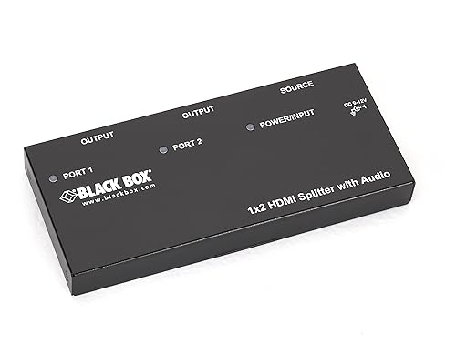 Black Box 1 x 2 HDMI Splitter with Audio - Audio Line In - Audio Line Out - 1 x HDMI In - 2 x HDMI Out