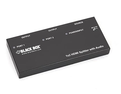 Black Box 1 x 2 HDMI Splitter with Audio - Audio Line In - Audio Line Out - 1 x HDMI In - 2 x HDMI Out