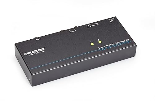 Black Box 4K HDMI Splitter - 1 x 2 - 3840 × 2160 - 1 x HDMI In - 2 x HDMI Out - TAA Compliant
