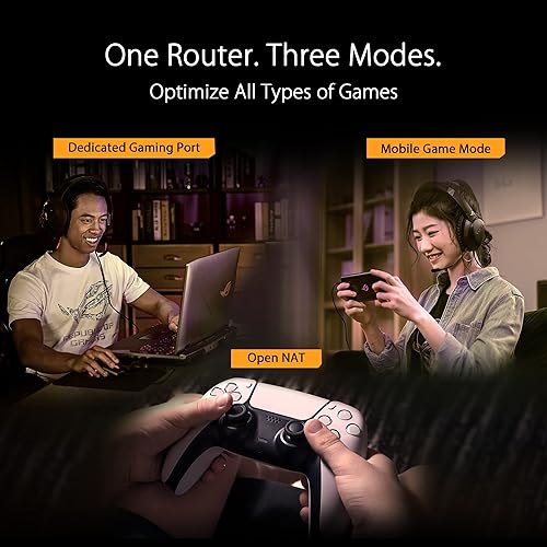 ASUS TUF Gaming WiFi 6 Router (TUF-AX6000) -Dedicated Gaming Port, Dual 2.5G Port, 3 Steps Port Forwarding, Extendable Router with AiMesh, AiProtection Pro Network Security, Aura RGB Lighting