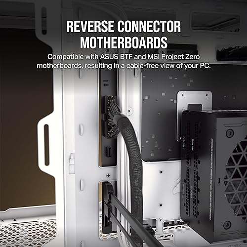 CORSAIR 6500D Airflow Mid-Tower ATX Dual Chamber PC Case – Tempered Glass – Reverse Connection Motherboard Compatible – No Fans Included – Black Airflow Black
