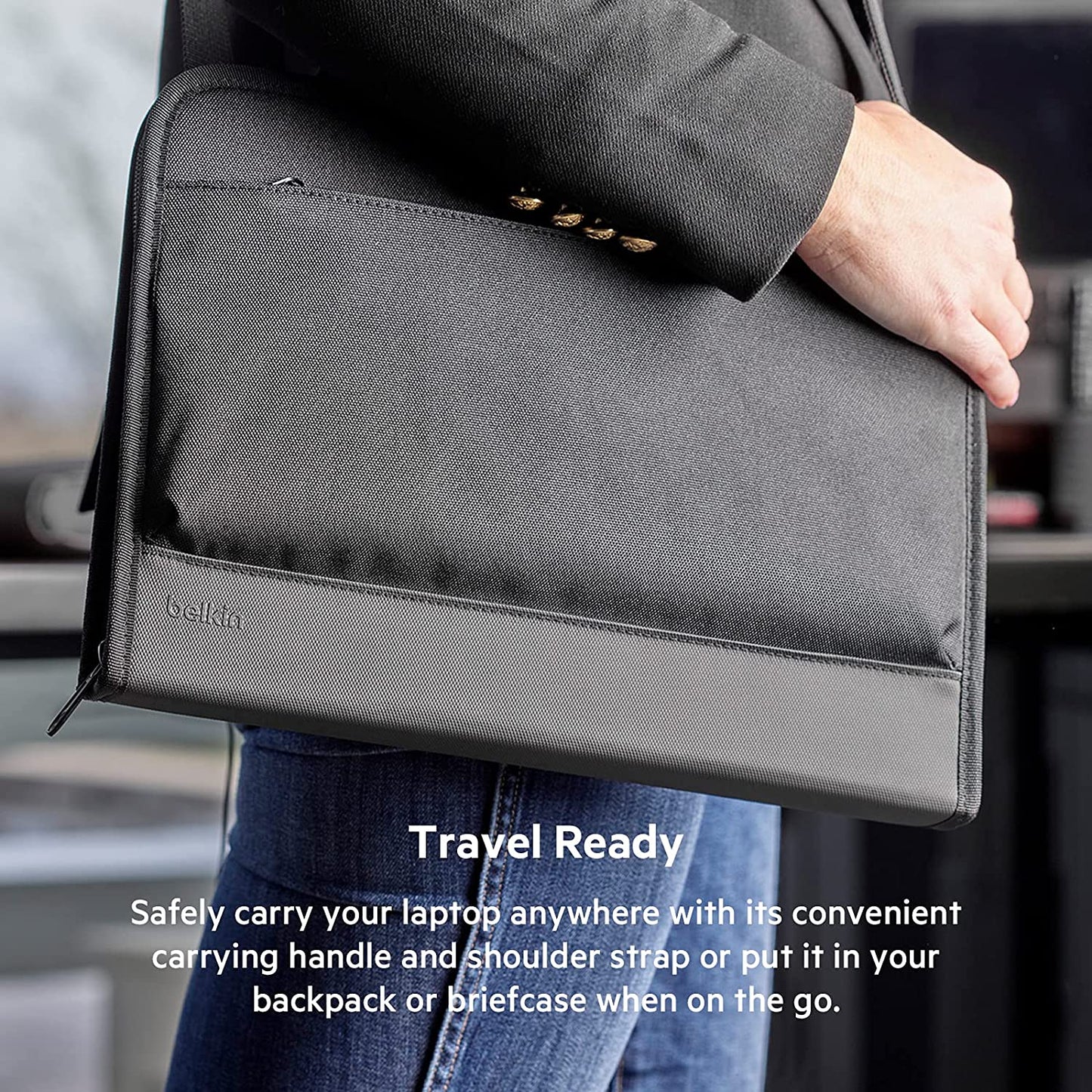 Belkin Always-On Laptop Sleeve Case Compatible with 11 inch to 12 inch Laptop, Tablet, ChromeBook, iPad and MacBook for Device Protection with Two Pockets 11"-12" Always-On