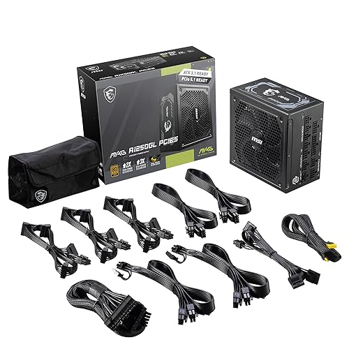 MSI MAG A1250GL PCIE 5 Gaming Power Supply - Full Modular - 80 Plus Gold Certified 1250W - Compact Size - ATX PSU MAG 1250GL PCIE 5 Full Modular 1250W Gold