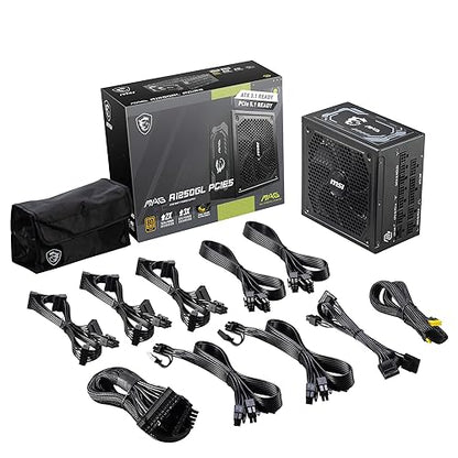 MSI MAG A1250GL PCIE 5 Gaming Power Supply - Full Modular - 80 Plus Gold Certified 1250W - Compact Size - ATX PSU MAG 1250GL PCIE 5 Full Modular 1250W Gold