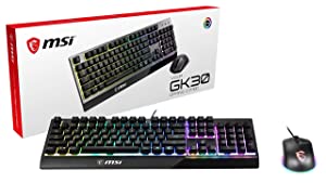 MSI Vigor GK30 Combo, 6-Zone RGB GK30 Gaming Keyboard &amp; GM11 Gaming Mouse, Water Repellent &amp; Splash-Proof, 5000 DPI