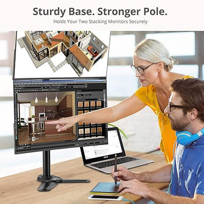 SIIG Freestanding Adjusting Vertical Dual Monitor Steel Stand 17" to 32" - 75x75 100x100 VESA