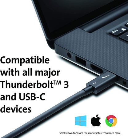 Kensington 0.7M (2.3ft) Thunderbolt 3 Cable – 40Gbps – 100W PD – Certified TB3 – USB-C Compatible (K32300WW)