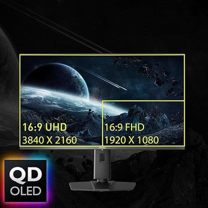 MSI MAG 321UPX QD-OLED, 32 4K UHD Quantum Dot OLED Gaming Monitor, 3840 x 2160, 0.03ms, 240Hz, True Black HDR 400, 90W USB Type C, HDMI, DP Port