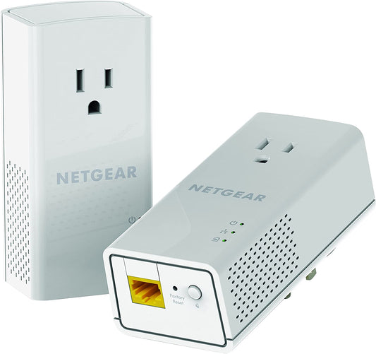 NETGEAR Powerline adapter Kit, 1200 Mbps Wall-plug, 1.2 Gigabit Ethernet Ports with Passthrough + Extra Outlet (PLP1200-100PAS) 1.2 Gbps Kit with Extra Outlet