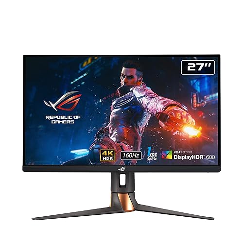 ASUS ROG Swift 27” 4K Gaming Monitor (PG27UQR) - UHD (3840 x2160), Fast IPS, 160Hz (Above 144Hz), 1ms, FreeSync Premium Pro, Variable Overdrive, DisplayPort, HDMI, DisplayHDR 600, 96% DCI-P3