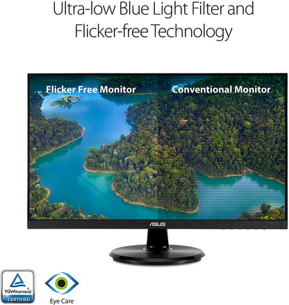 ASUS 23.8” 1080P Monitor (VA24DCP) - Full HD, IPS, 75Hz, USB-C 65W Power Delivery, Speakers, Adaptive-Sync/FreeSync, Low Blue Light, Flicker Free, VESA Mountable, Frameless, HDMI 23.8" IPS USB-C Power Delivery