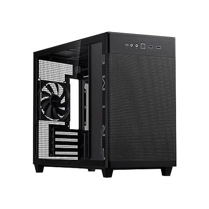 ASUS Prime AP201 Black MicroATX Tempered Glass Edition Supports Graphics Cards up to 338mm, 360mm Coolers, & Standard ATX PSUs, Tool-Free Side Panels, Tempered Glass Side & Front Panel USB Type-C