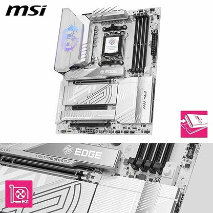 MSI MPG X870E Edge TI WiFi Gaming Motherboard (AMD Ryzen 9000/8000/7000 Series Processors, AM5, DDR5, PCIe 4.0, M.2, SATA 6Gb/s, USB 3.2 Gen 2, HDMI/DP, Wi-Fi 6E, Bluetooth 5.3, 2.5Gbps LAN, ATX)