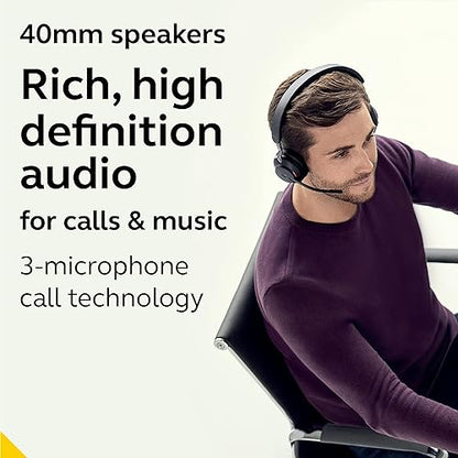 Jabra Evolve2 65 UC Wireless Headphones with Link380a, Stereo, Black – Wireless Bluetooth Headset for Calls and Music, 37 Hours of Battery Life, Passive Noise Cancelling Headphones Unified Communications Stereo (USB-A)