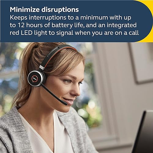 Jabra Evolve 65 SE Mono Wireless Headset - Bluetooth Headset with Noise-Cancelling Mic and Long-Lasting Battery — Unified Communications Certified for Zoom, Unify and Other Leading Platforms - Black UC Mono
